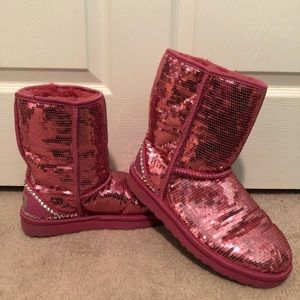 Sequined Uggs - pink - w/ Swarovski crystals
